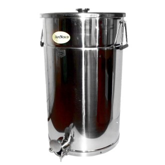 Abfüllkübel 50 kg aus Edelstahl-Ausgießer